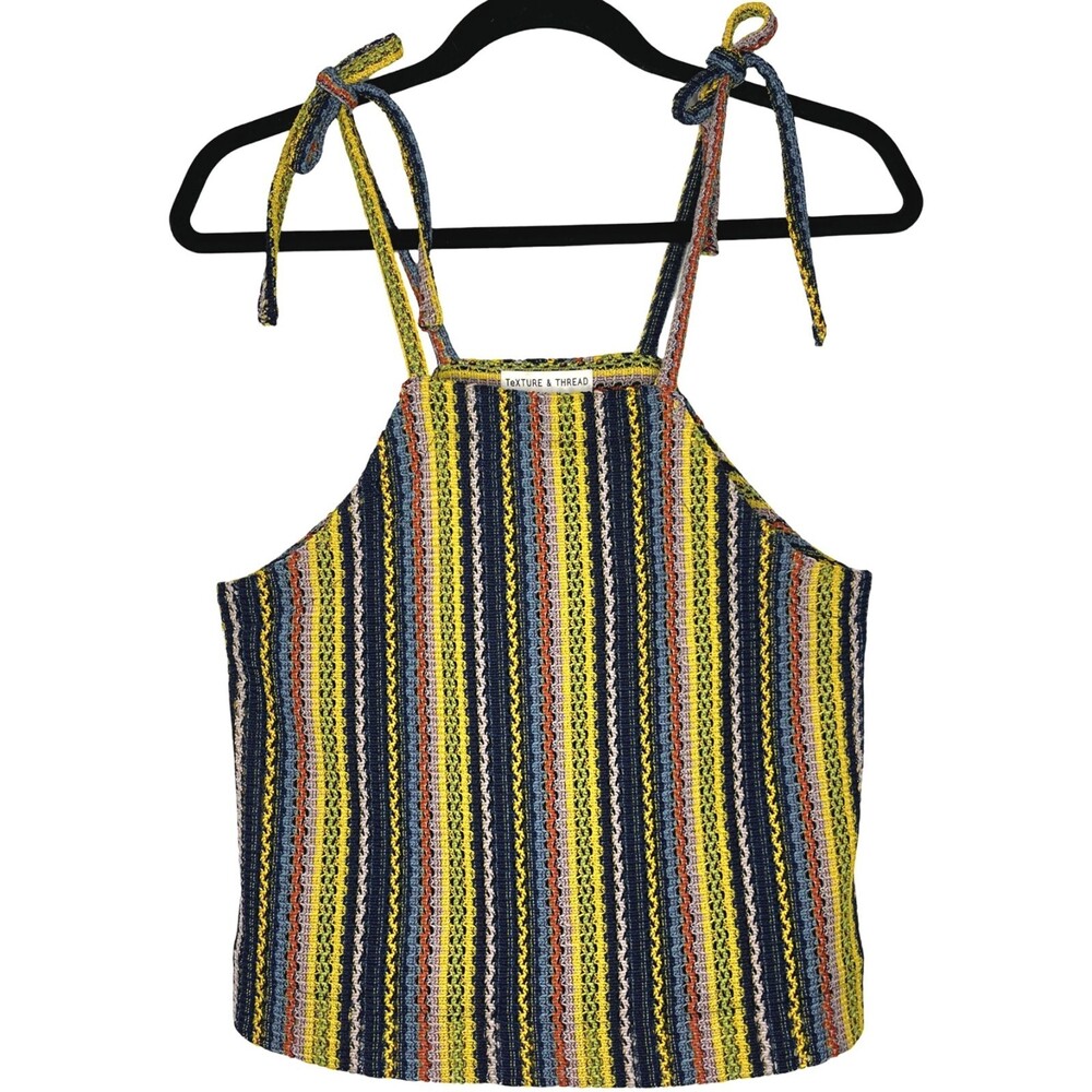 Madewell Texture Thread Tie-Shoulder Tank Womens Small Rainbow Crochet Retro